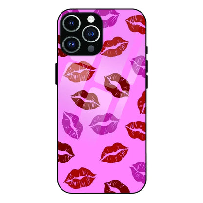 Pink Lips Pop Art Pattern - Glass Cases For Apple iPhone Models