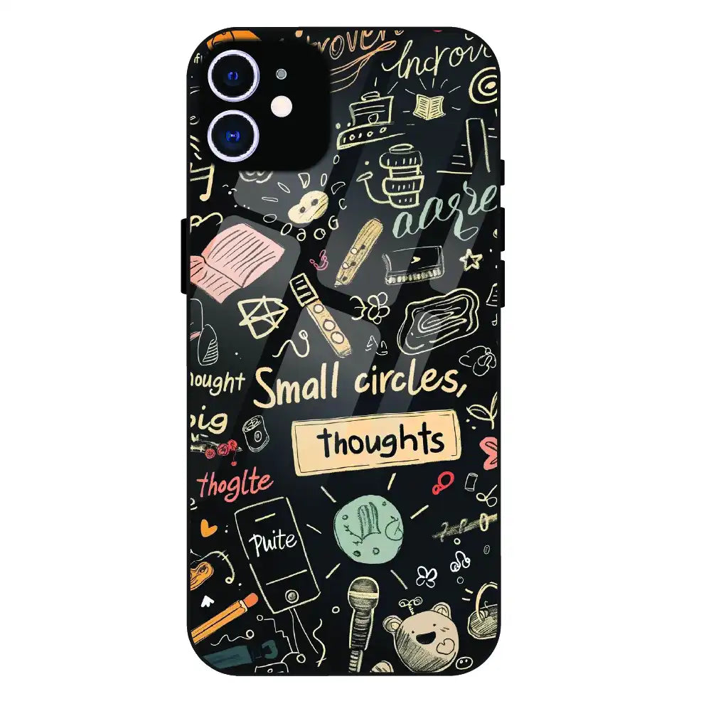 Thought Doodle Noir - Glass Case For Apple iPhone 12