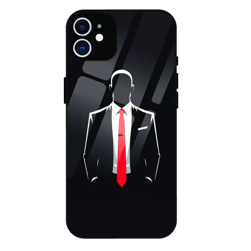 Red Tie Silhouette - Glass Case For Apple iPhone 12
