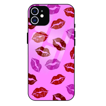 Pink Lips Pop Art Pattern - Glass Case For Apple iPhone 12