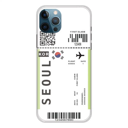 Seoul Ticket - Clear Printed Silicone Case For Apple iPhone 12 Pro Max