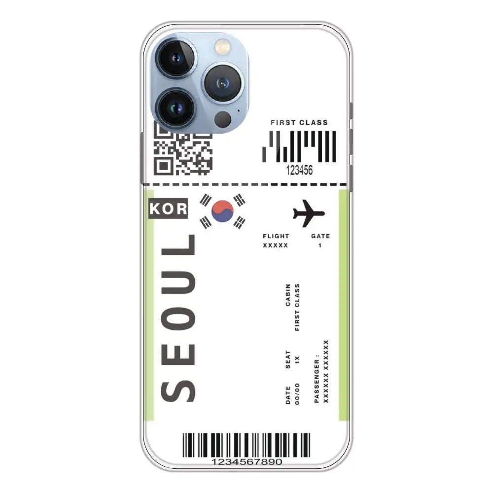 Seoul Ticket - Clear Printed Silicone Case For Apple iPhone 13 Pro Max