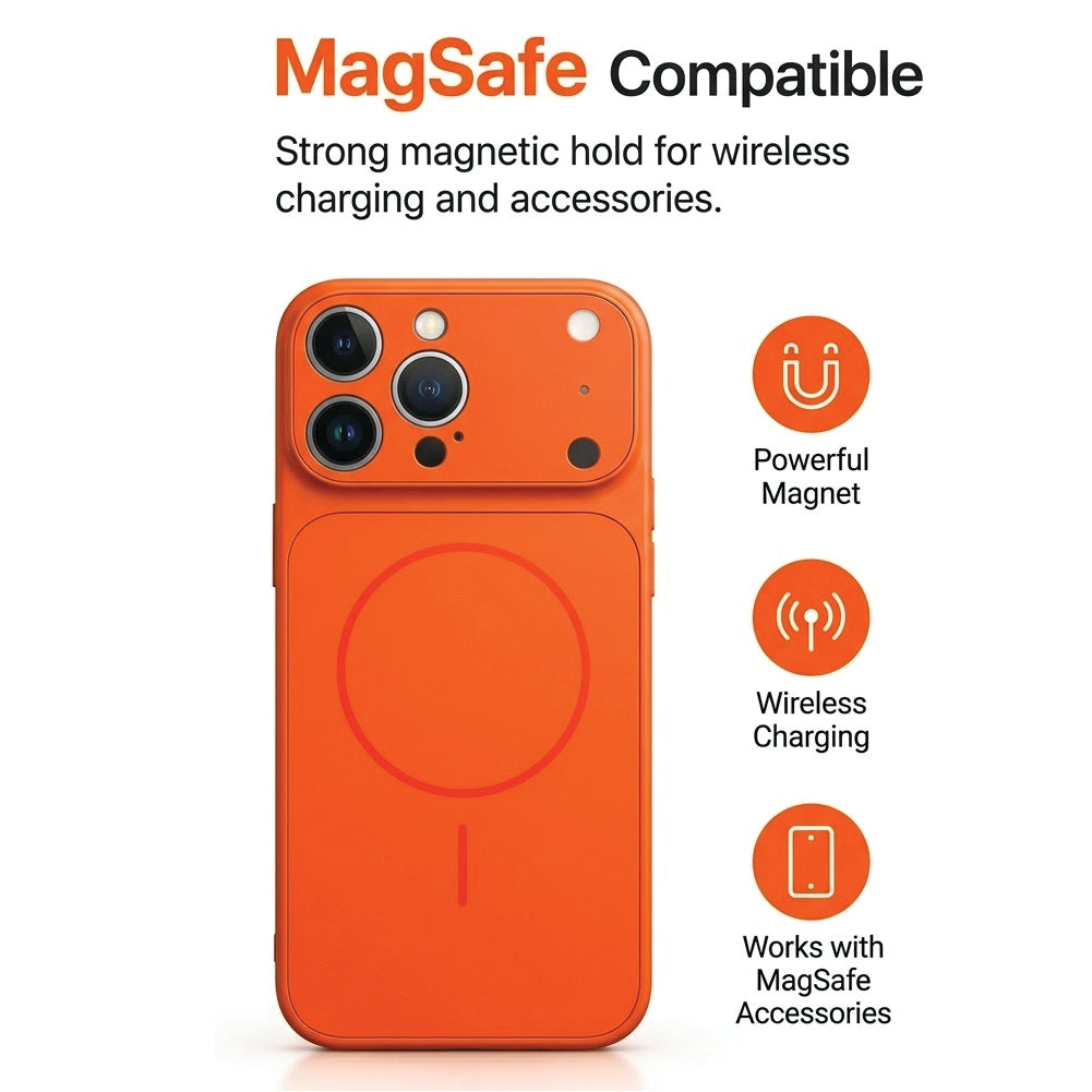 iPhone 15 Pro Max - AG Glass Converter Magsafe Case in Orange - MagSafe Compatible, Strong Magnetic Hold
