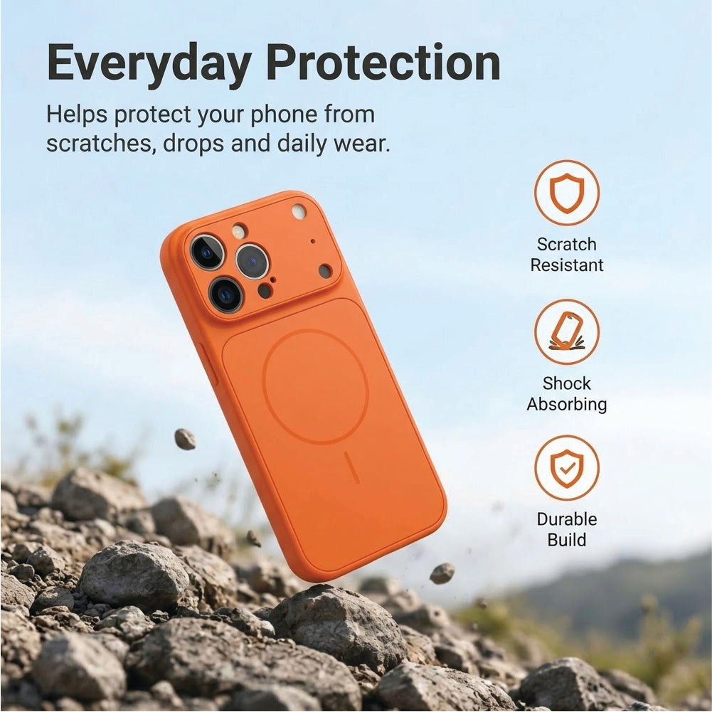 iPhone 15 Pro Max - AG Glass Converter Magsafe Case in Orange - Scratch Resistant & Shock Absorbing