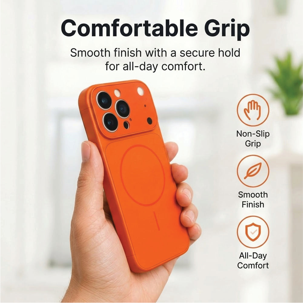 iPhone 15 Pro Max - AG Glass Converter Magsafe Case in Orange - Comfortable Non-Slip Grip