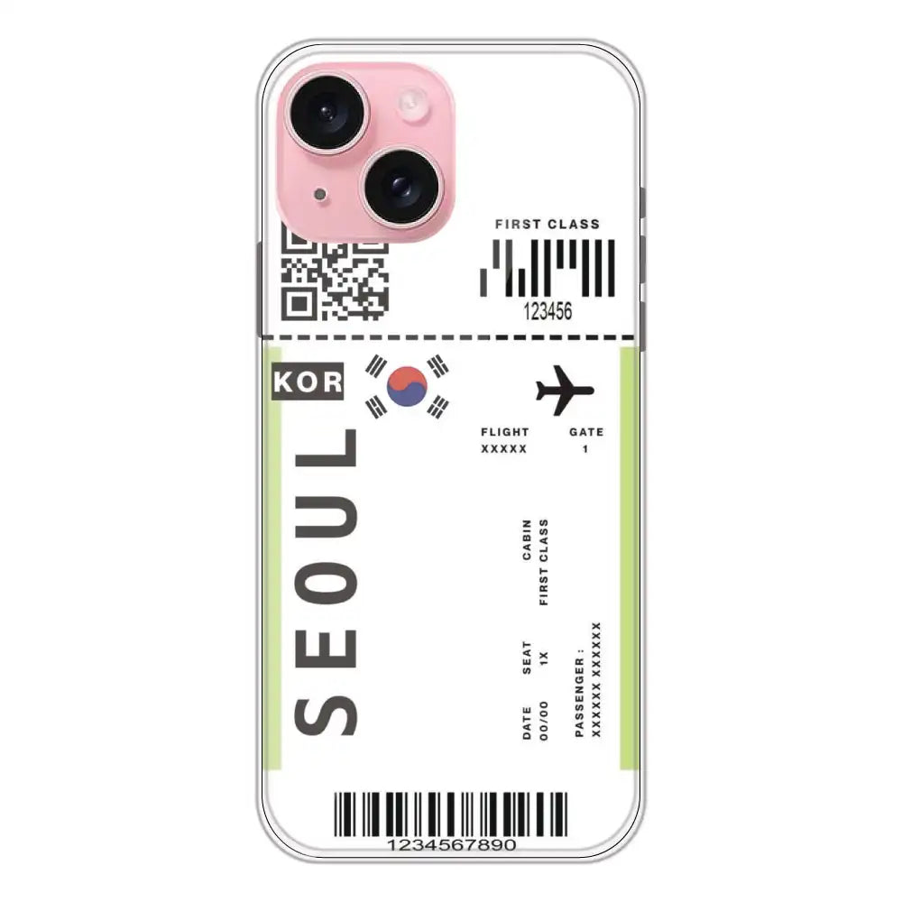 Seoul Ticket - Clear Printed Silicone Case For Apple iPhone 15