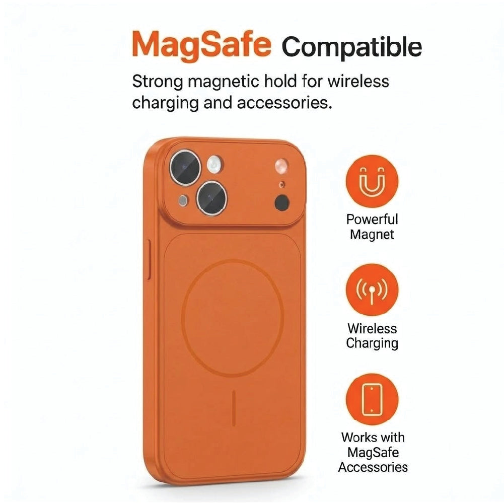 iPhone 15 Plus - AG Glass Converter Magsafe Case in Orange - MagSafe Compatible, Strong Magnetic Hold