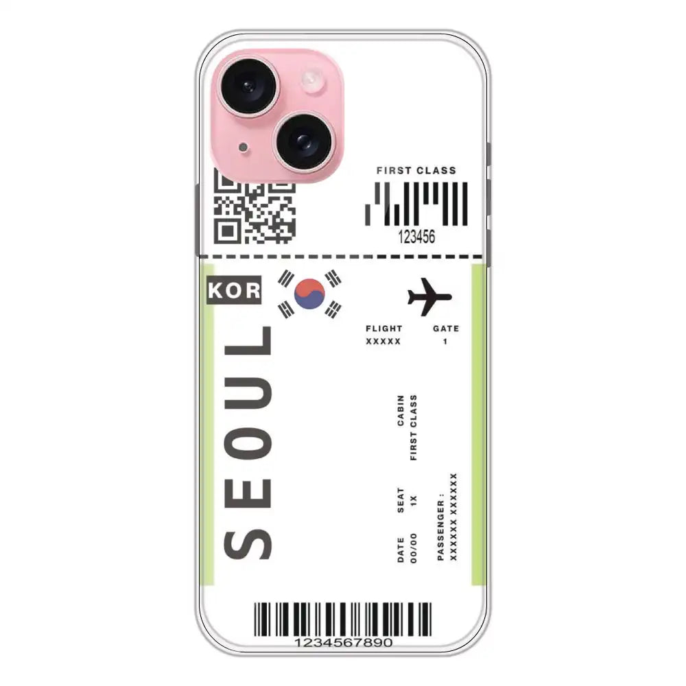 Seoul Ticket - Clear Printed Silicone Case For Apple iPhone 15 Plus