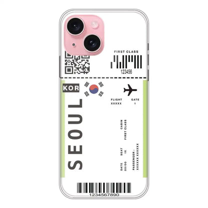 Seoul Ticket - Clear Printed Silicone Case For Apple iPhone 15 Plus