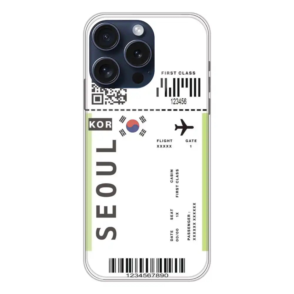 Seoul Ticket - Clear Printed Silicone Case For Apple iPhone 15 Pro