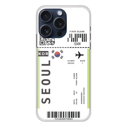Seoul Ticket - Clear Printed Silicone Case For Apple iPhone 15 Pro