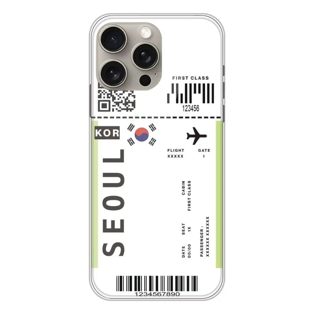 Seoul Ticket - Clear Printed Silicone Case For Apple iPhone 15 Pro Max
