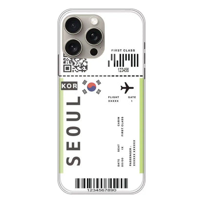 Seoul Ticket - Clear Printed Silicone Case For Apple iPhone 15 Pro Max