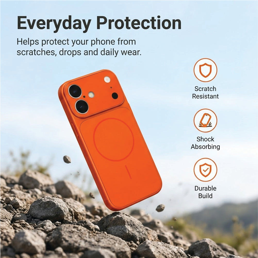 iPhone 16 - AG Glass Converter Magsafe Case in Orange - Scratch Resistant & Shock Absorbing