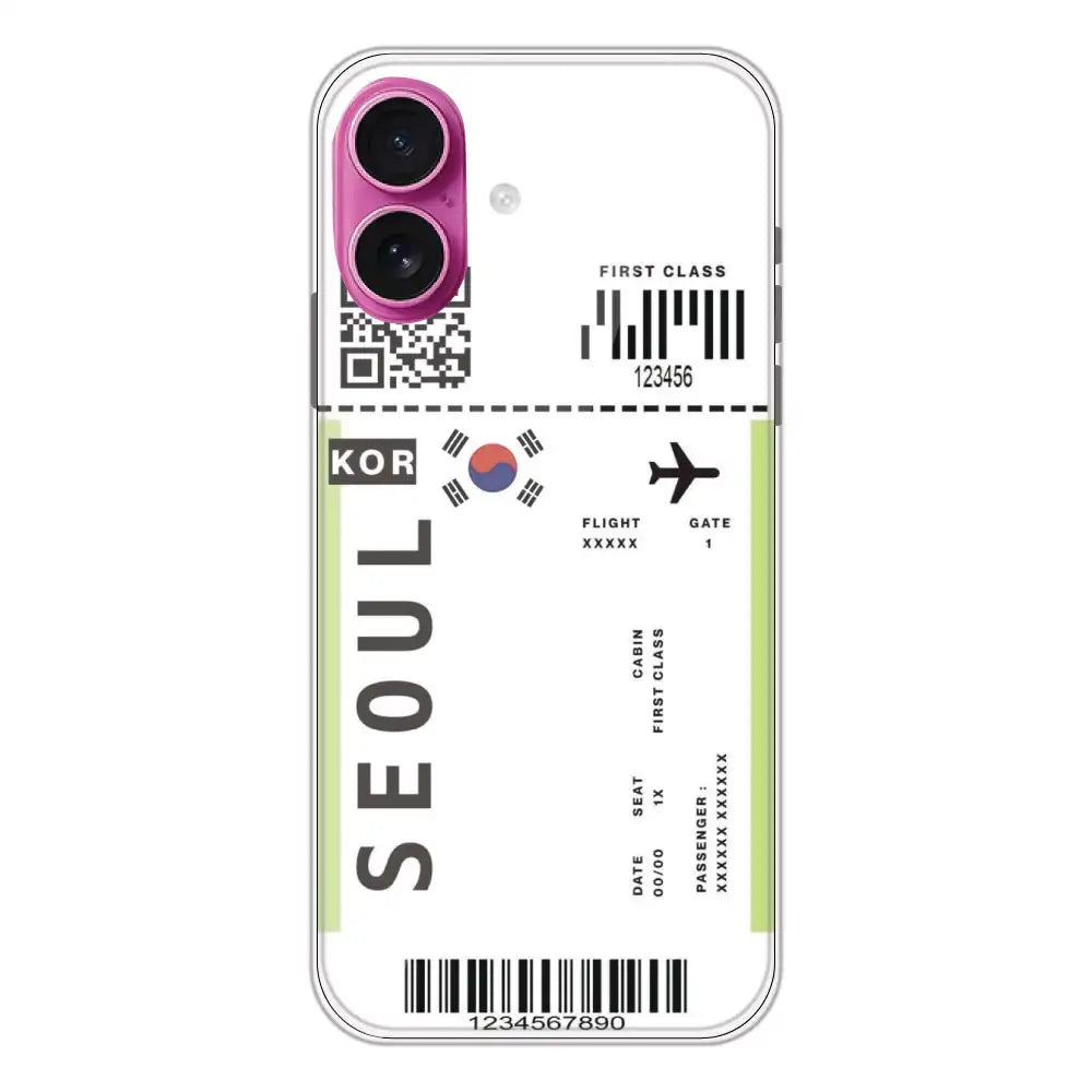 Seoul Ticket - Clear Printed Silicone Case For Apple iPhone 16 Plus