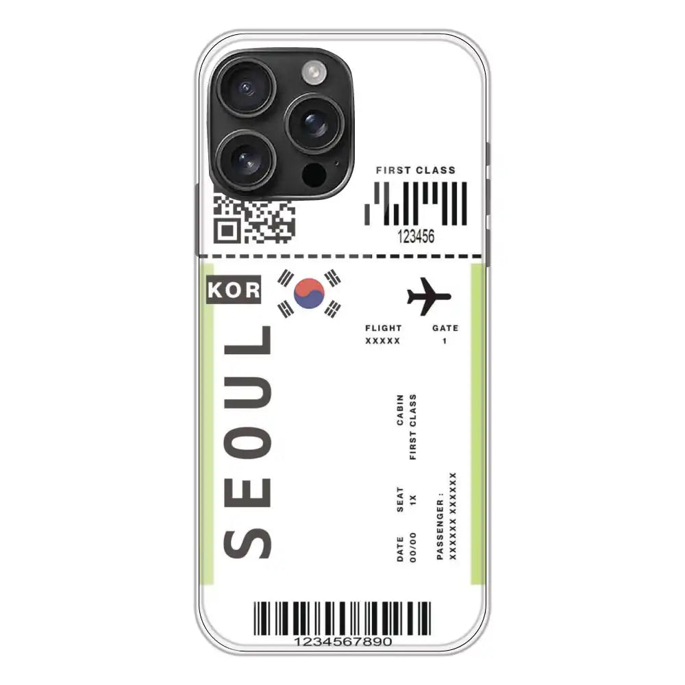 Seoul Ticket - Clear Printed Silicone Case For Apple iPhone 16 Pro Max
