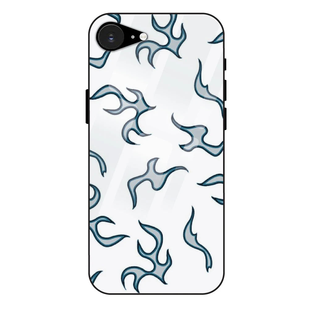 'White And Blue Flames - Glass Case For Apple iPhone 16e
