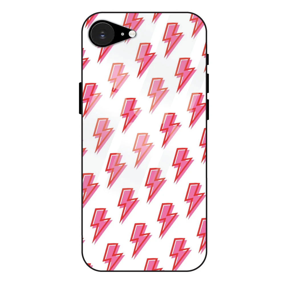 'Pink Lightning Bolts - Glass Case For Apple iPhone 16e