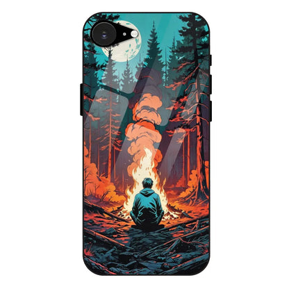Boy With Camp Fire - Glossy Metal Silicone Case For Apple iPhone 16E