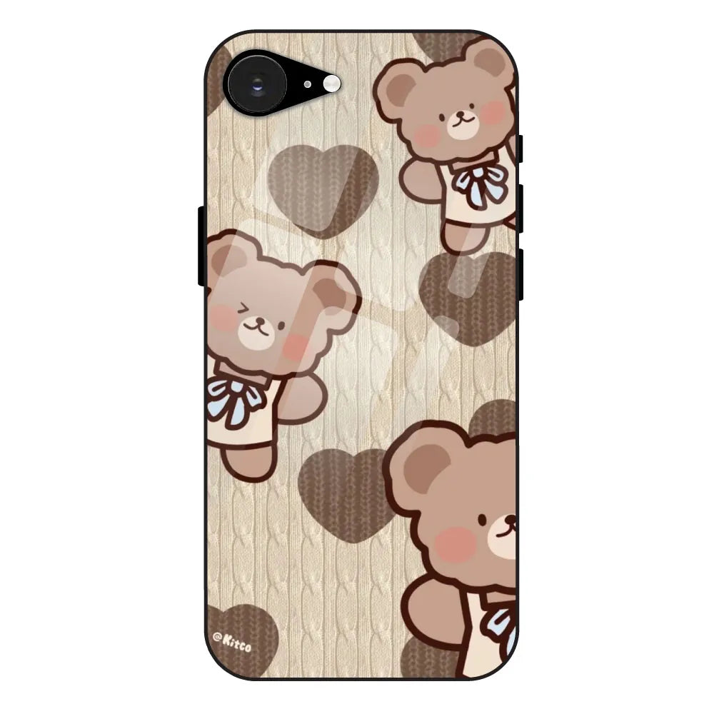 Teddy Heart - Glossy Metal Silicone Case For Apple iPhone 16E