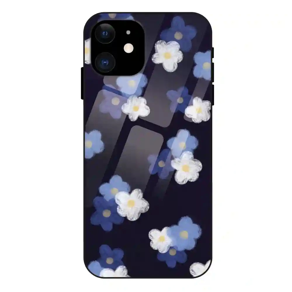'Blue & White Floral - Glass Case For Apple iPhone 11