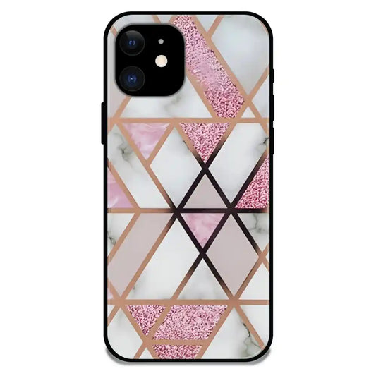 'Blush Prism Geometric - Glossy Metal Silicone Case For Apple iPhone 11
