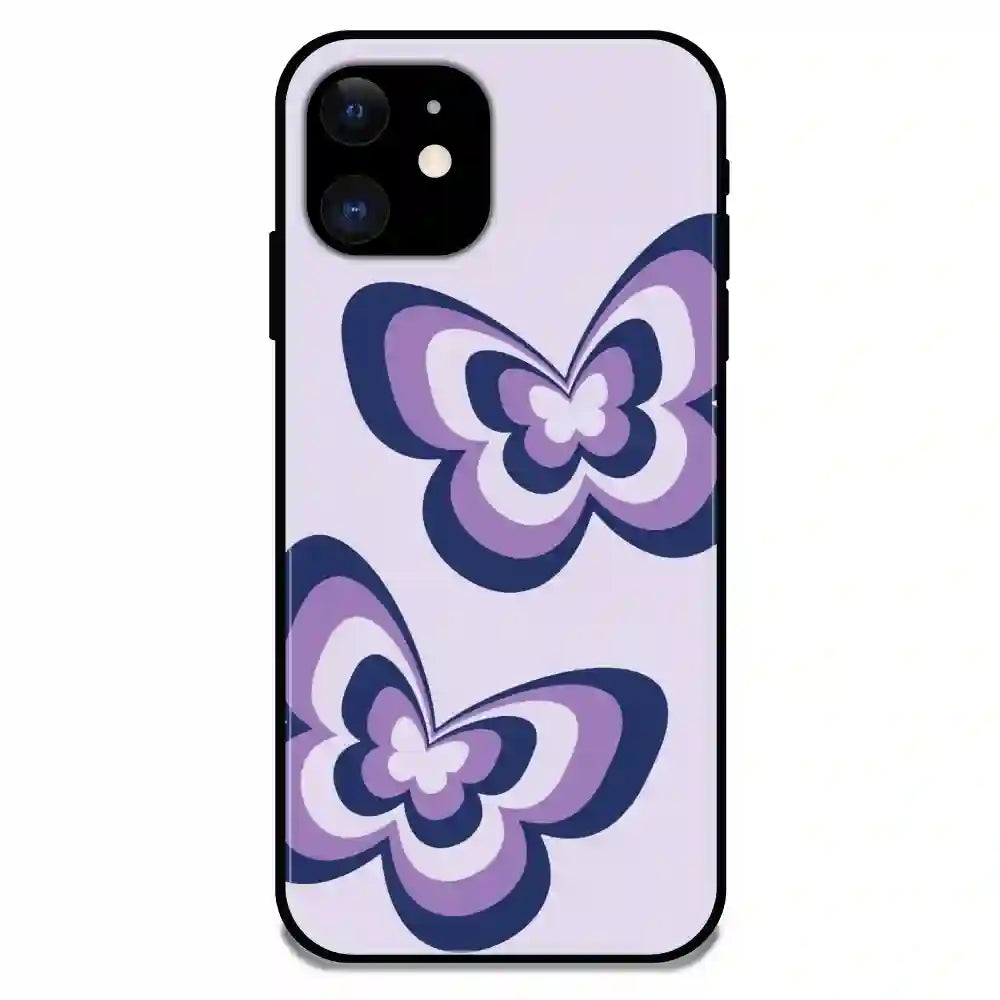 'Blue Butterflies - Glossy Metal Silicone Case For Apple iPhone 11