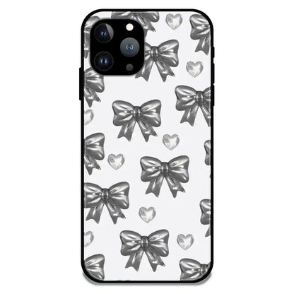 'Black Bows & Hearts - Glossy Metal Silicone Case For Apple iPhone 11 Pro