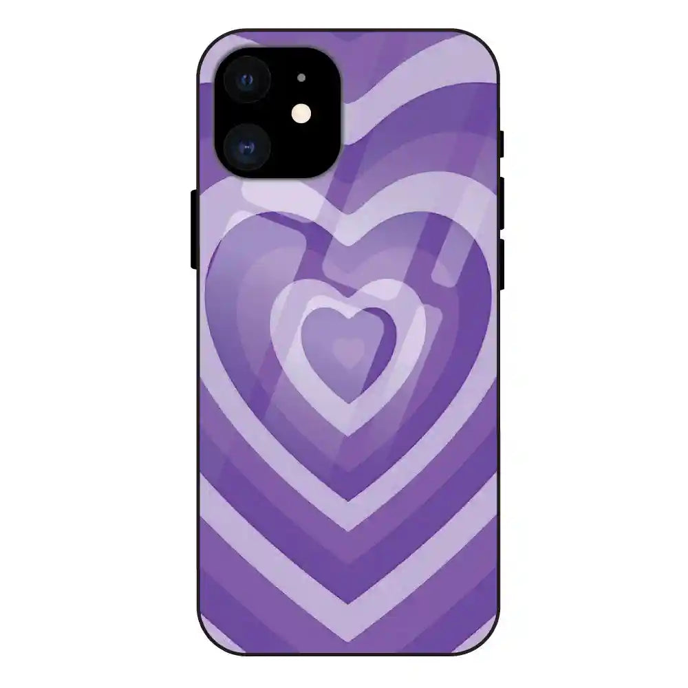 'Purple Hearts - Glass Case For Apple iPhone 12