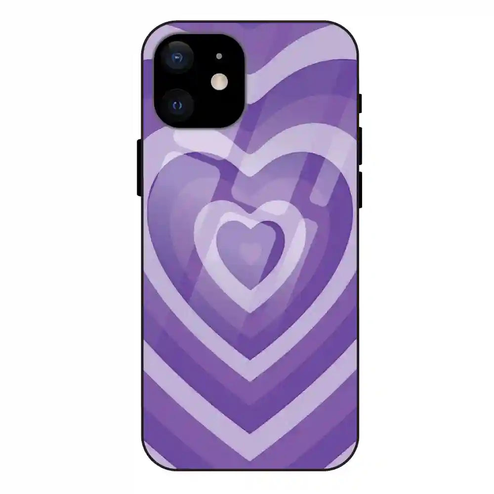 'Purple Hearts - Glass Case For Apple iPhone 12 Mini