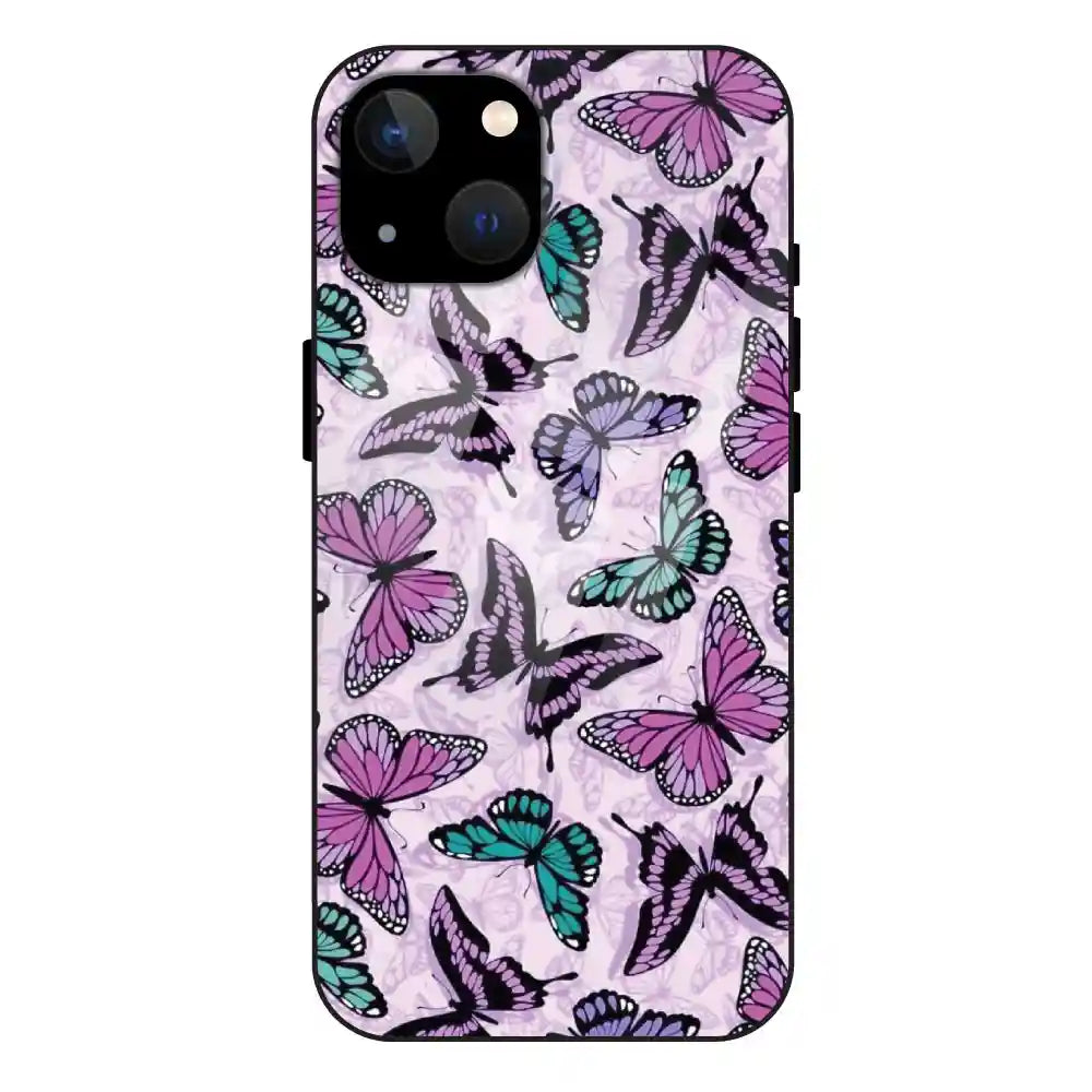 'Purple Butterflies - Glass Case For Apple iPhone 13