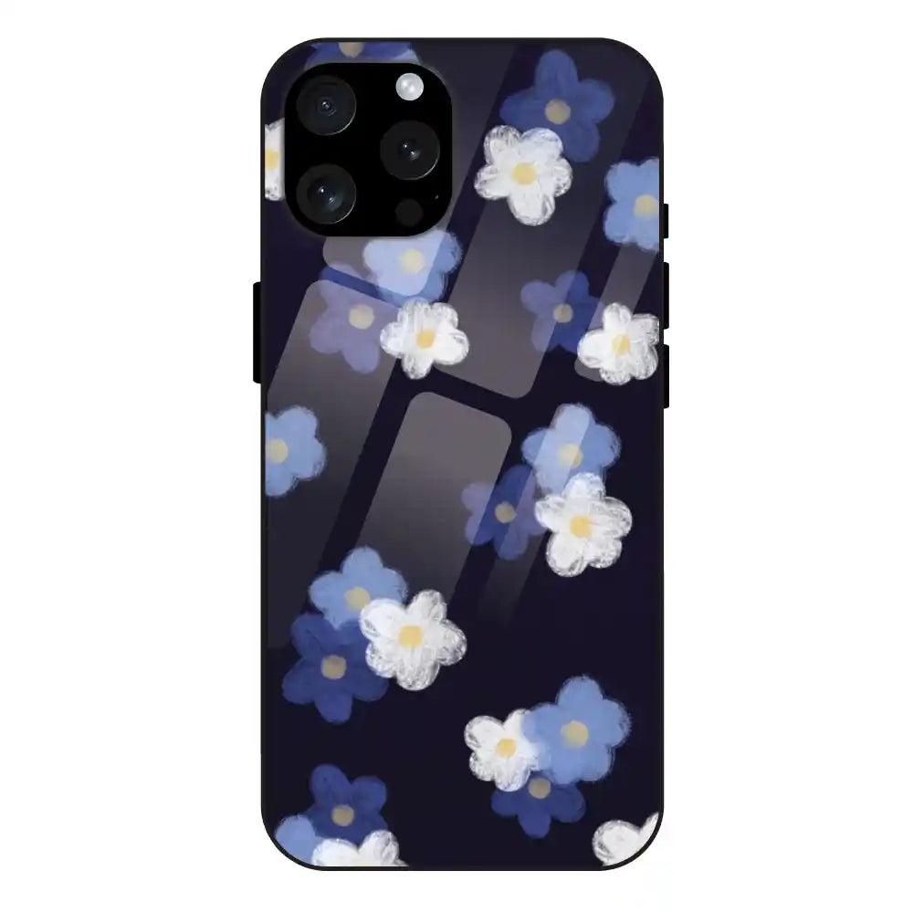 'Blue & White Floral - Glass Case For Apple iPhone 13 Pro