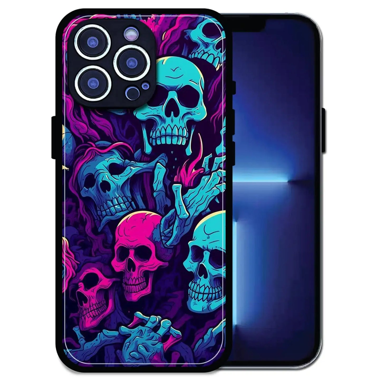 'Skull Glow - Glossy Metal Silicone Case For Apple iPhone 13 Pro Max