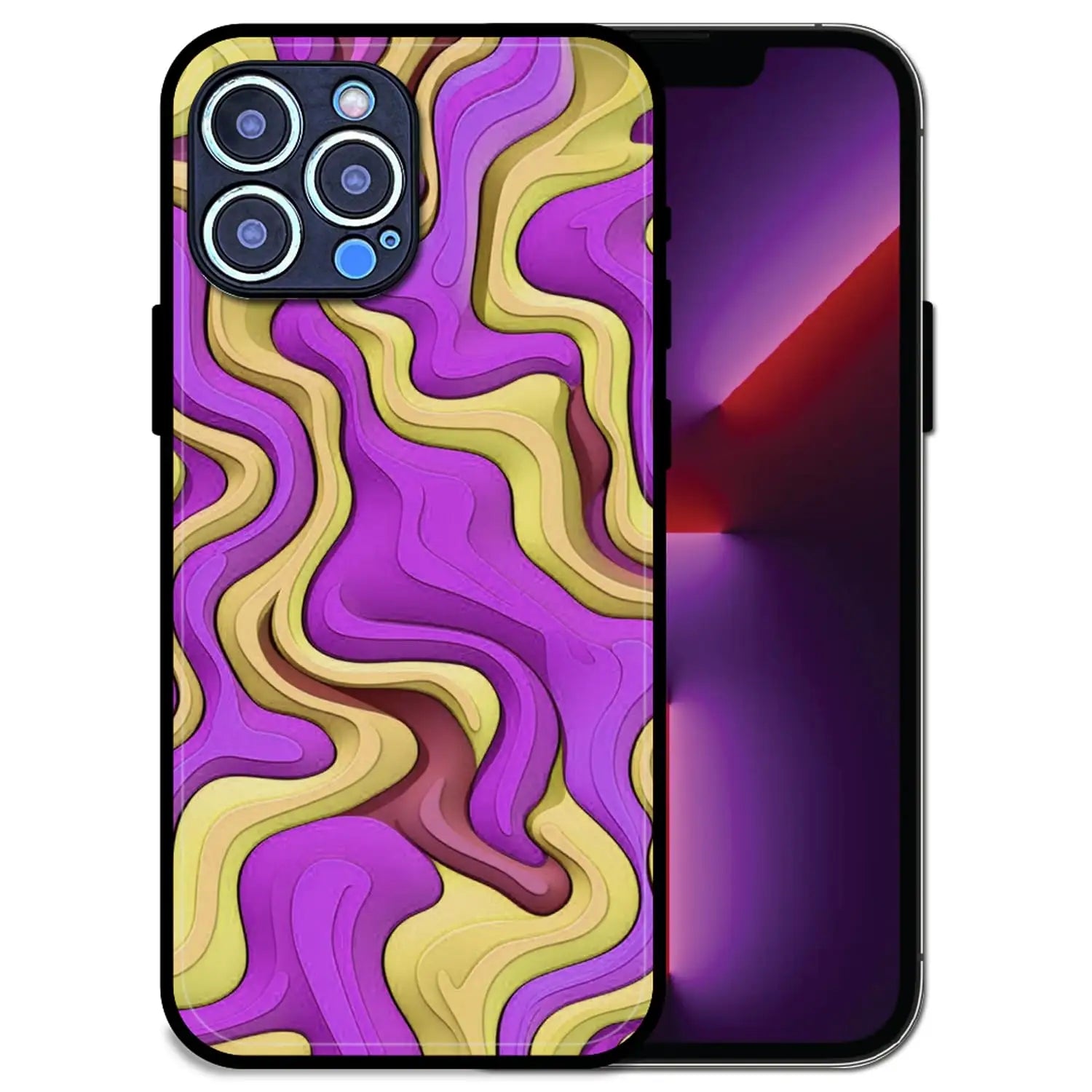 'Wavy Swirl - Glossy Metal Silicone Case For Apple iPhone 13 Pro