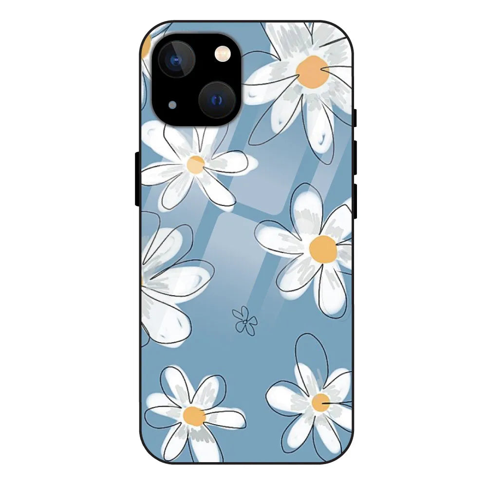 'Large Daisies - Glass Case For Apple iPhone 13