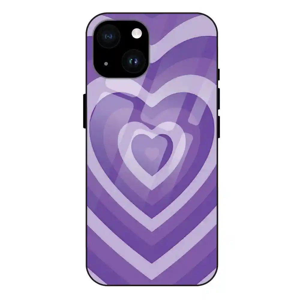 'Purple Hearts - Glass Case For Apple iPhone 14