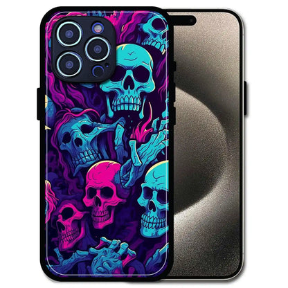 'Skull Glow - Glossy Metal Silicone Case For Apple iPhone 14 Pro Max