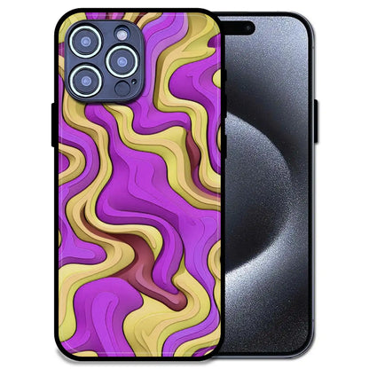 'Wavy Swirl - Glossy Metal Silicone Case For Apple iPhone 14 Pro