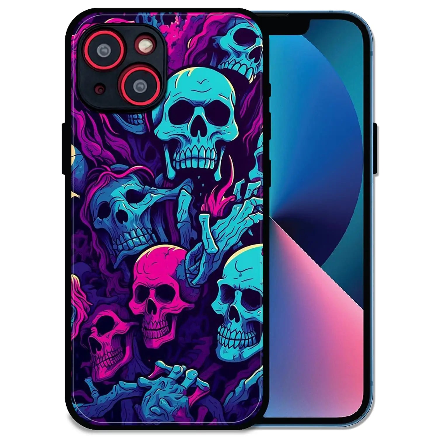'Skull Glow - Glossy Metal Silicone Case For Apple iPhone 14