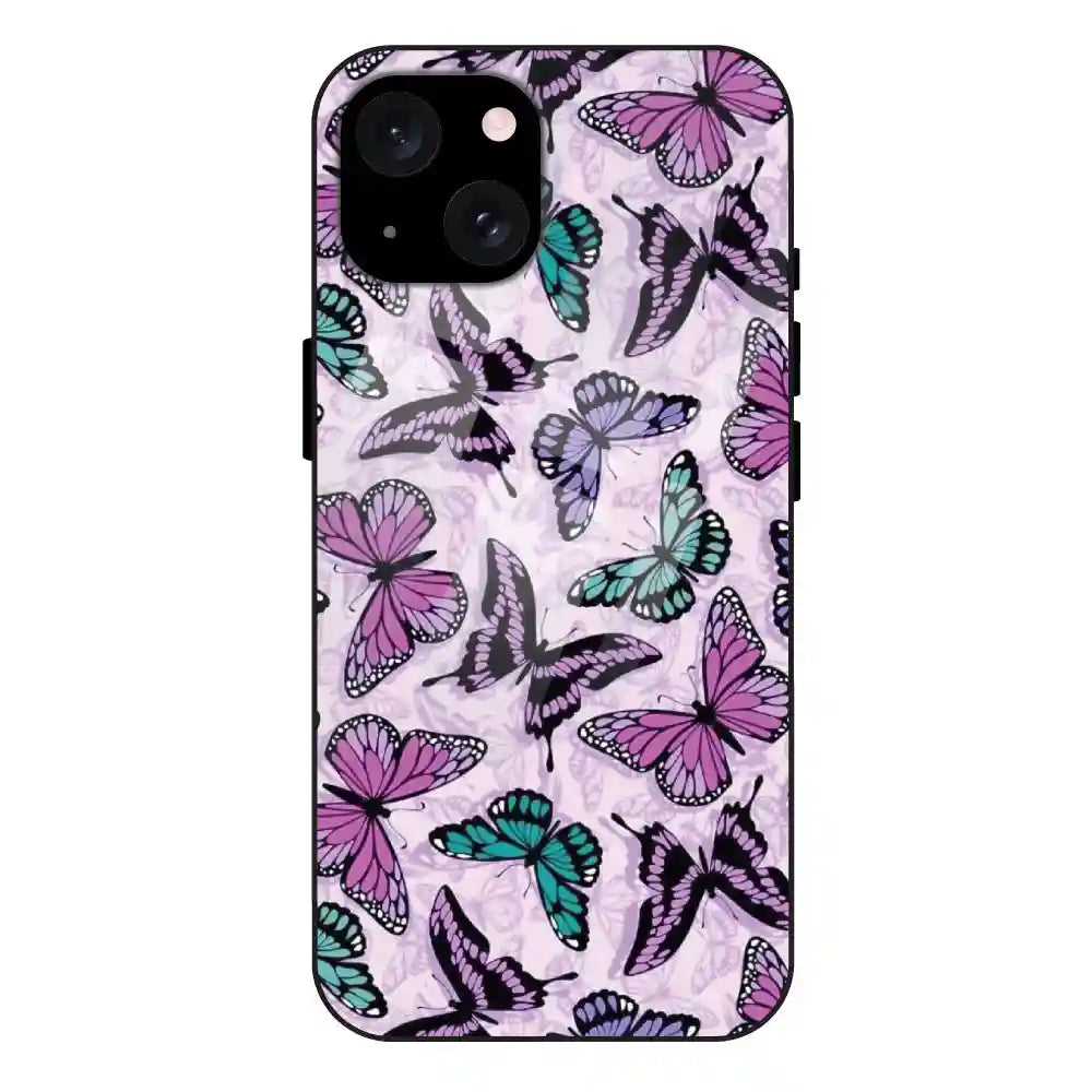 'Purple Butterflies - Glass Case For Apple iPhone 15
