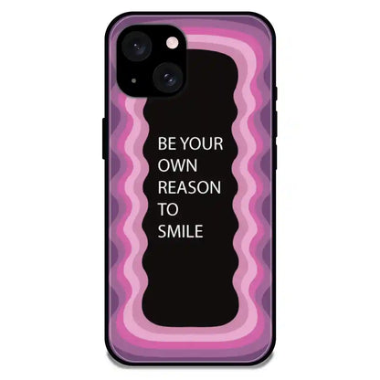 'Be Your Own Reason To Smile' - Pink Glossy Metal Silicon Case For Apple iPhone Models