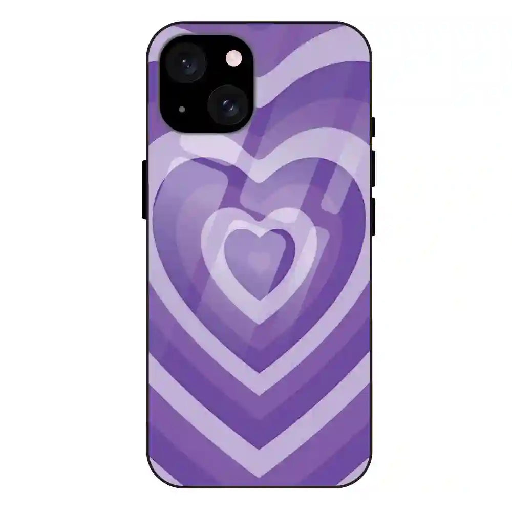 'Purple Hearts - Glass Case For Apple iPhone 15