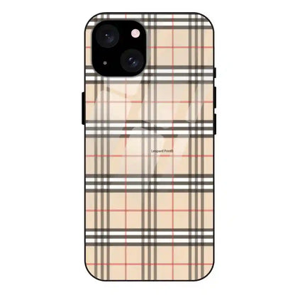 'Yellow Checks - Glass Case For Apple iPhone 15 Plus