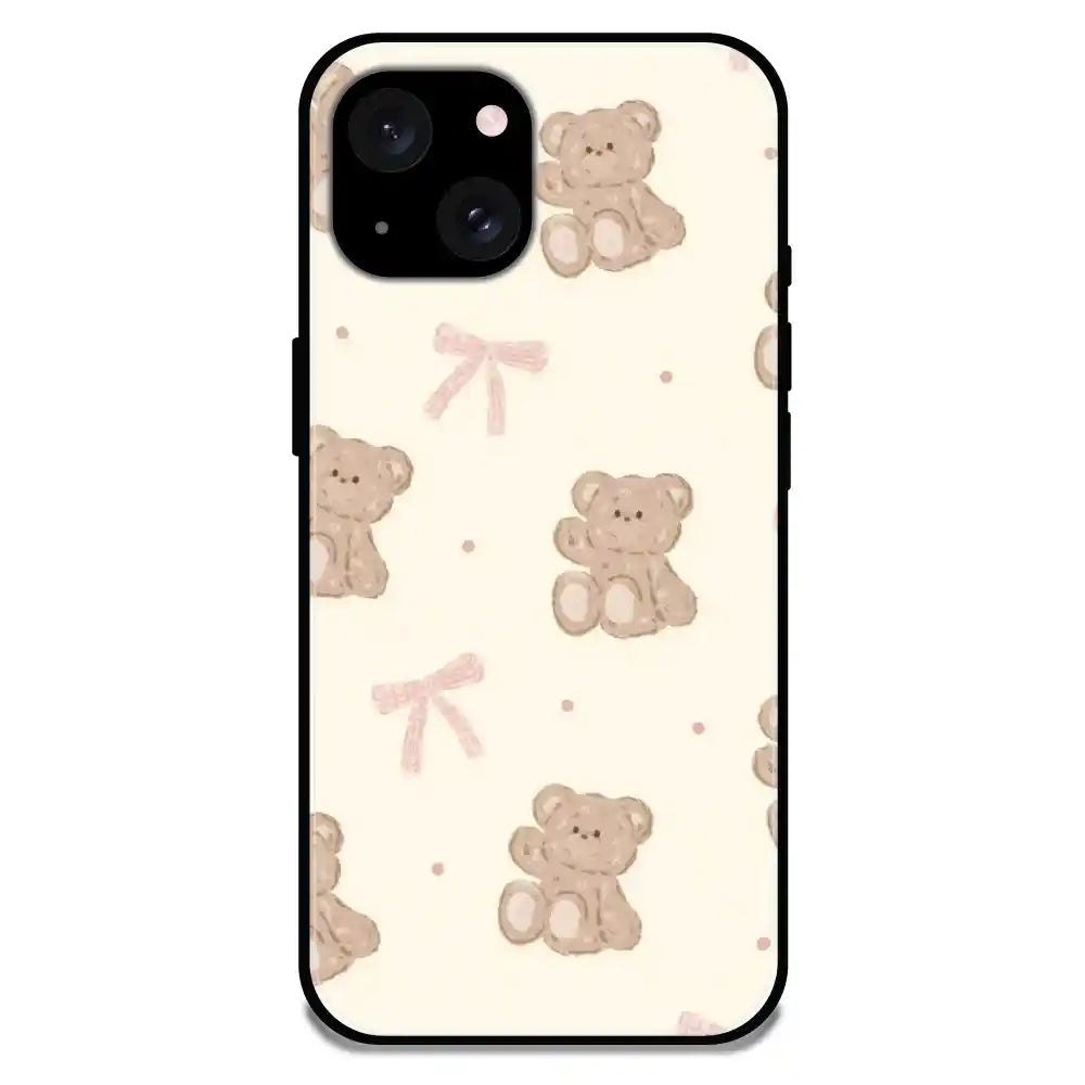 'Bow Teddy - Glossy Metal Silicone Case For Apple iPhone 15 Plus