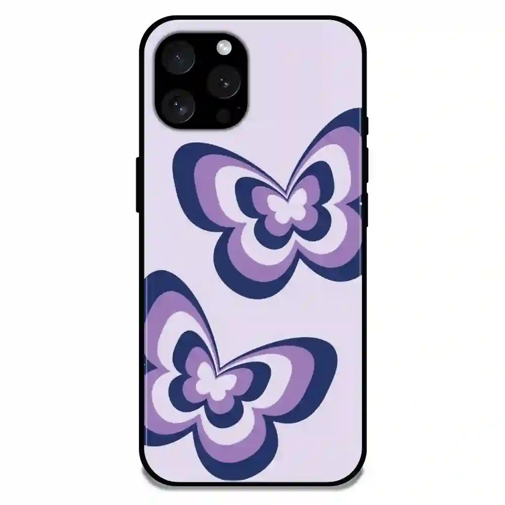 'Blue Butterflies - Glossy Metal Silicone Case For Apple iPhone 15 Pro