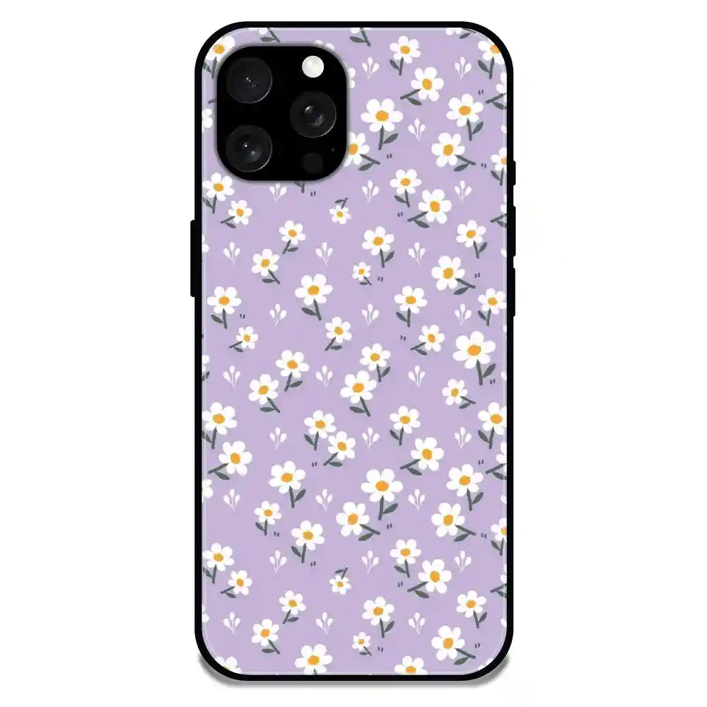 'Lavender Daisy - Glossy Metal Silicone Case For Apple iPhone 15 Pro Max