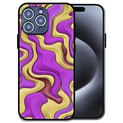 'Wavy Swirl - Glossy Metal Silicone Case For Apple iPhone 15 Pro