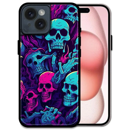 'Skull Glow - Glossy Metal Silicone Case For Apple iPhone 15 Plus