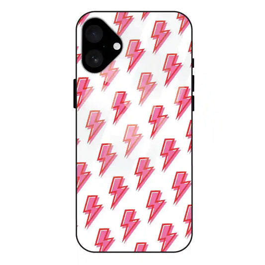'Pink Lightning Bolts - Glass Case For Apple iPhone 16