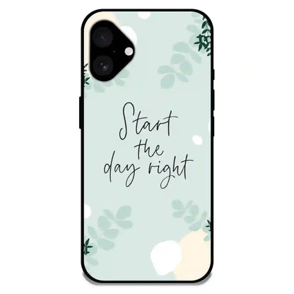 'Start The Day Right - Glossy Metal Silicone Case For Apple iPhone 16